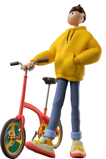 ilustration of a boy with cycle